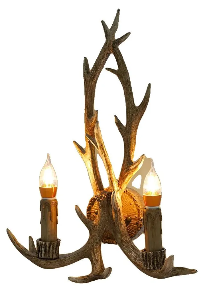 Lampe murale LED bois de cerf originale jaune vif éclairage chaud 40W