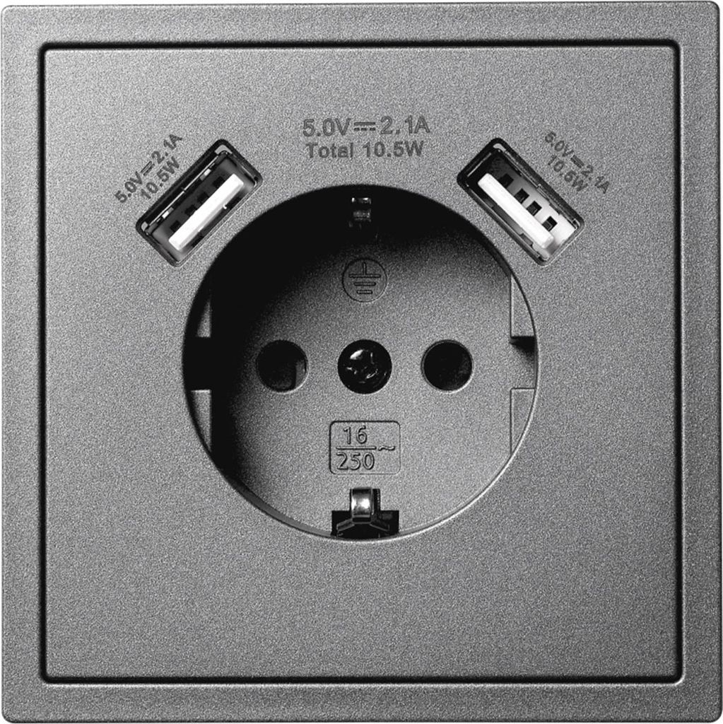 Schutzkontakt-Steckdose McPower "Shallow", 2x USB-A - Produktbild 