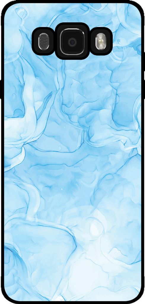 Smartphonica Handytasche Passend für Samsung Galaxy J7 2016 mit Marmordruck - TPU zurück Abdeckung Fall Marmor Design - Hellblau