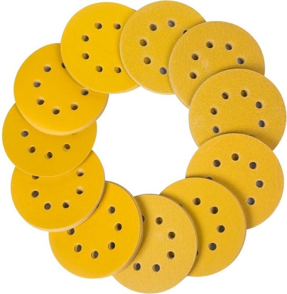 125-mm-Schleifscheiben, 110 Schleifscheiben für Schleifmaschinen, runde Schleifpads mit 8 Löchern, Körnung 60/80/100/120/150/180/240/320/400/600...