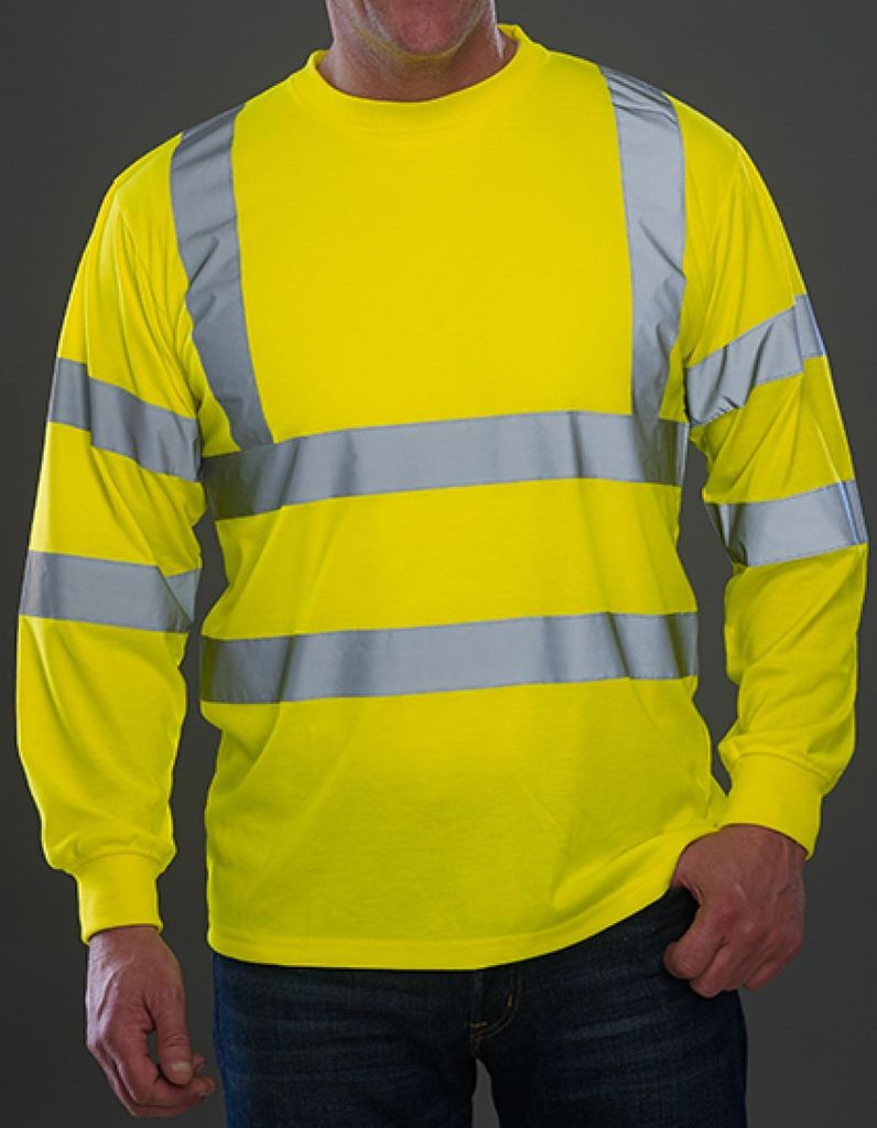 YOKO HVJ420 | Hi Vis Long Sleeve T-Shirt - EN ISO 20471:2013 Class 3 - Farbe: Hi-Vis Yellow - Größe: M