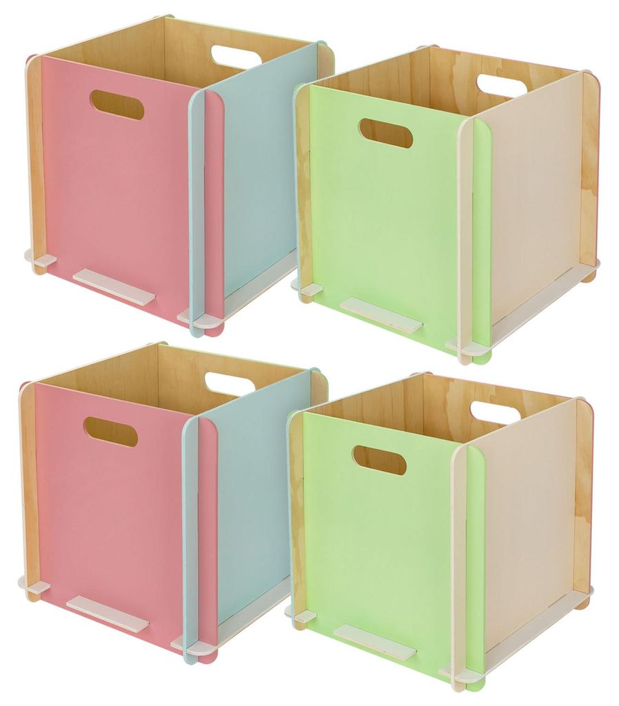Zusammensteckbare Holzbox 32 cm Mehrfarbig Aufbewahrungsbox passend für Kallax und Expedit 4 Stück