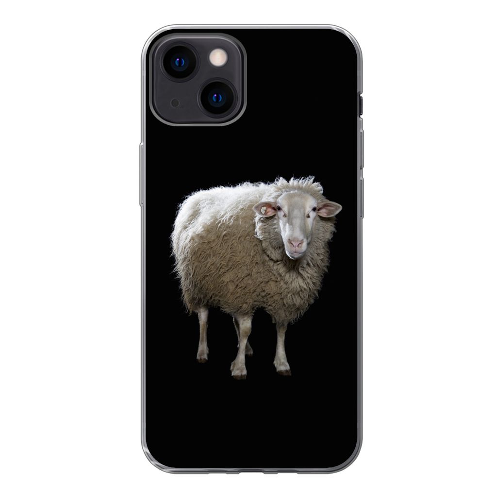 MuchoWow Handyhülle Schutzhülle Hülle für iPhone 13 Schafe - Nutztiere - Schwarz Silikon Softcase Handy Hülle - Karteninhaber