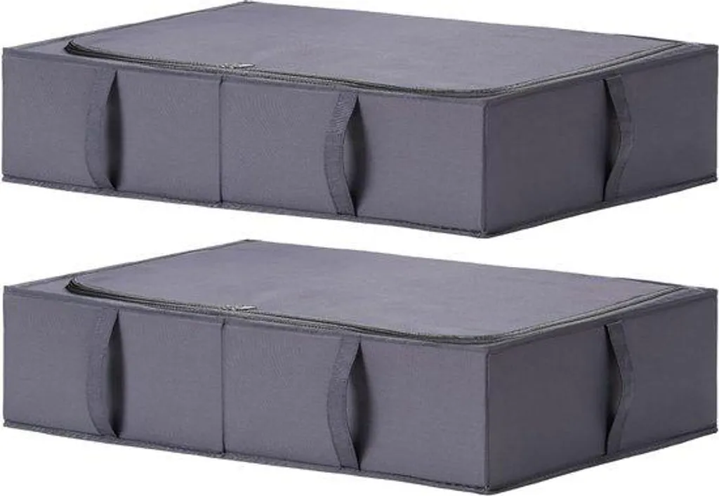Coffre de lit lavable gris foncé en deux parties de 70 x 42 x 18 cm