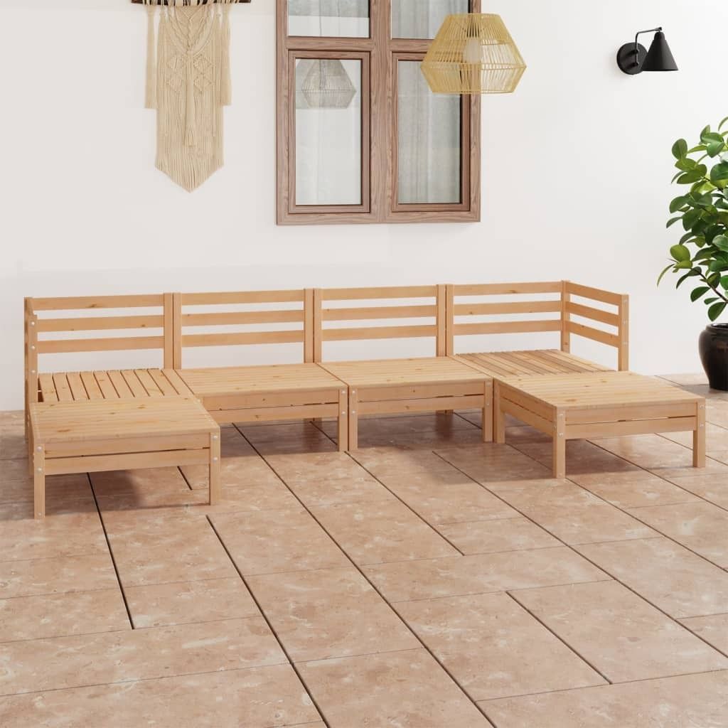 Möbel 6-tlg. Garten-Lounge-Set Massivholz Kiefer - Gartenmöbelgarnituren 3083334