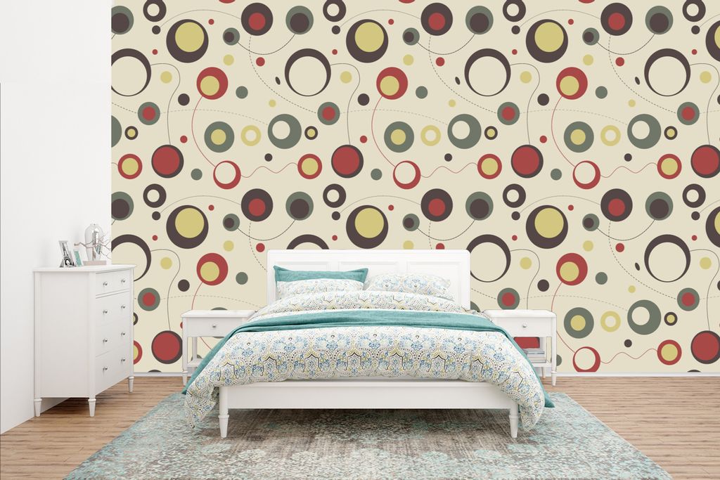 MuchoWow Fototapete für Wohnzimmer oder Schlafzimmer Wandtapete Vinyl Motivtapete Kreis - Linie - Design - 435x260 cm - Kinderzimmer