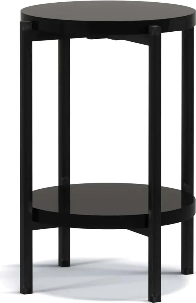 Tavolino portaoggetti rotondo VILEM - nero opaco