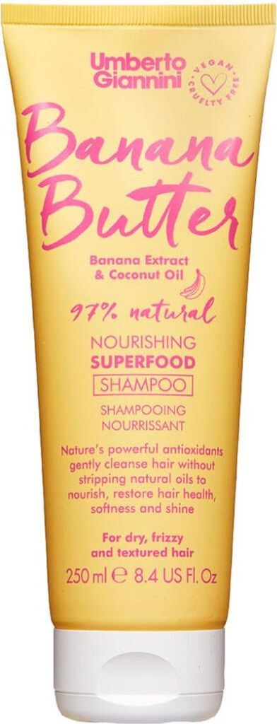 Umberto Giannini Banana Butter Nourishing Superfood Shampoo Vegan Cruelty Free Moisturising Formula 250ml