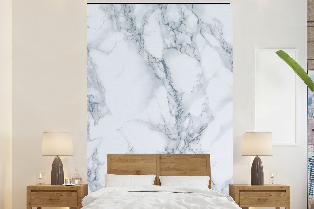 MuchoWow Fototapete für Wohnzimmer oder Schlafzimmer Wandtapete Vinyl Motivtapete Marmor - Muster - Gus - Weiß - Marmoroptik - Luxus - 200x300 ...