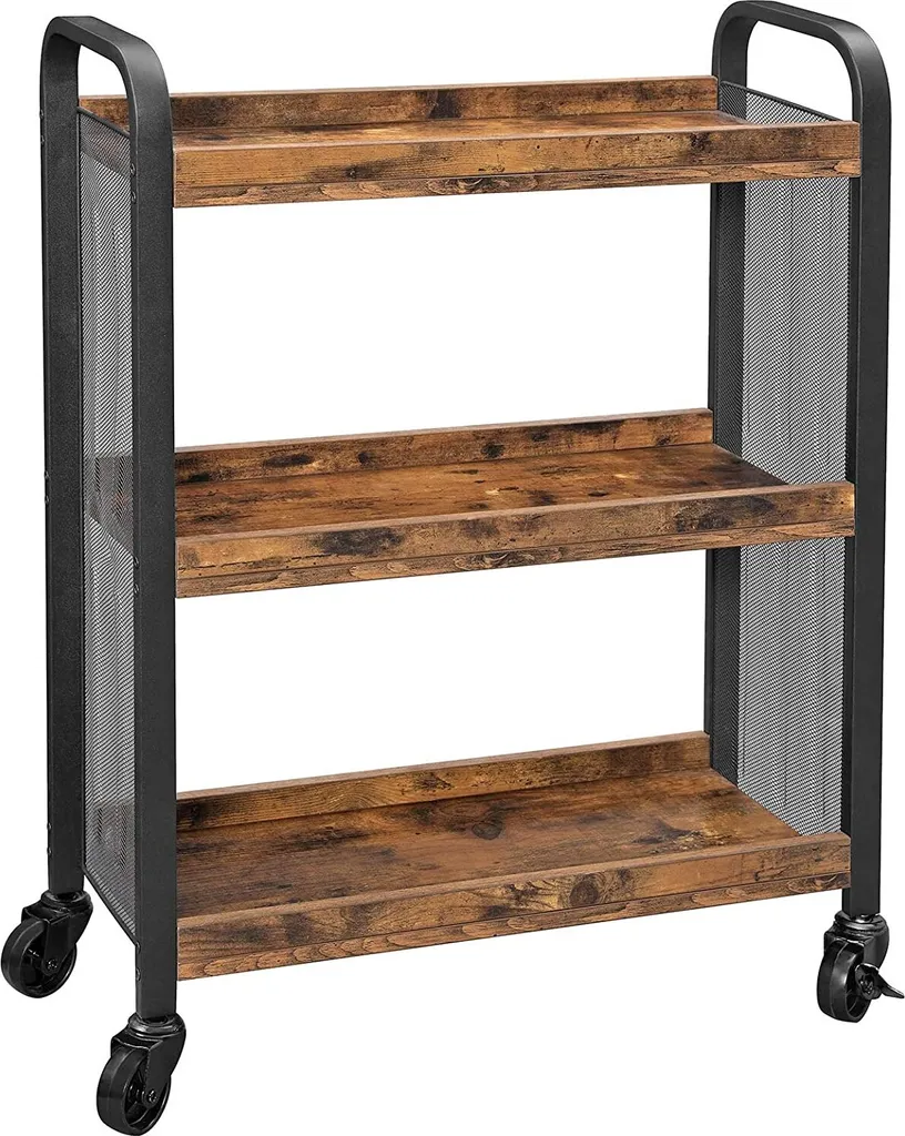Étagère trolley 66 x 26 x 85 cm Brun rustique - Desserte à roulettes bois