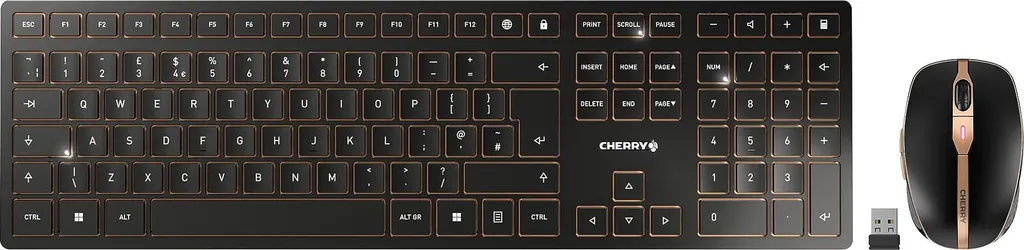 Ensemble Bureau Sans Fil Cherry DW 9100 SLIM pour Télétravail Noir