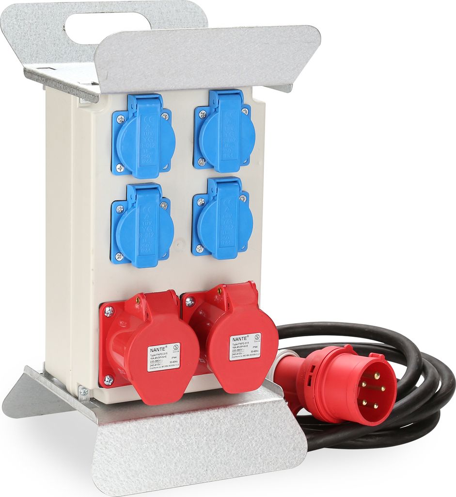 Yakimz Stromverteiler Baustromverteiler Verteiler CEE Kraftstrom Steckdose IP44 für Baustelle 16A 2x400V 4x230V Schuko