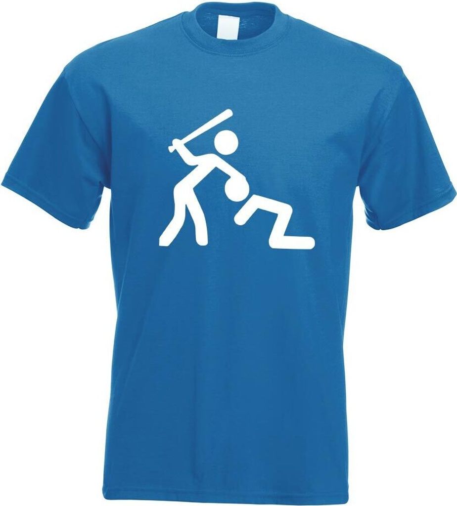 Kiwistar - T-Shirt - royal - Knüppel Schläger Warnung Motiv Bedruckt Funshirt Design Print - mit Motiv Bedruckt - Funshirt Design - Sport - Freiz...