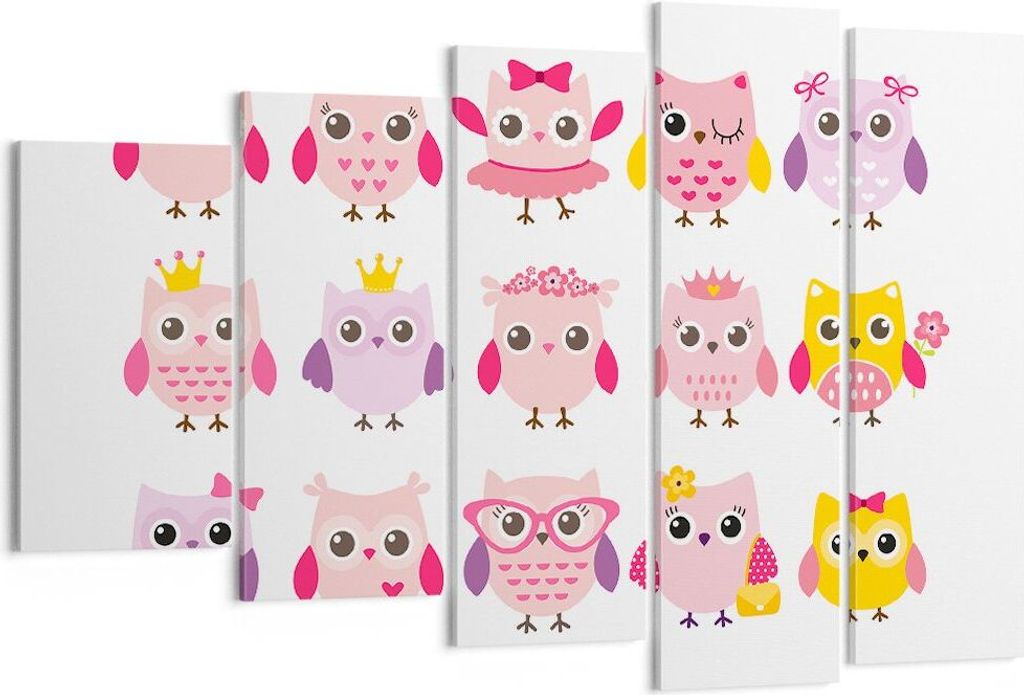 Bild auf Leinwand - Leinwandbild - Eule süß spaß dekoration - 150x100cm - Wand Bild - Wanddeko - Leinwanddruck - Bilder - Kunstdruck - Wanddekor...