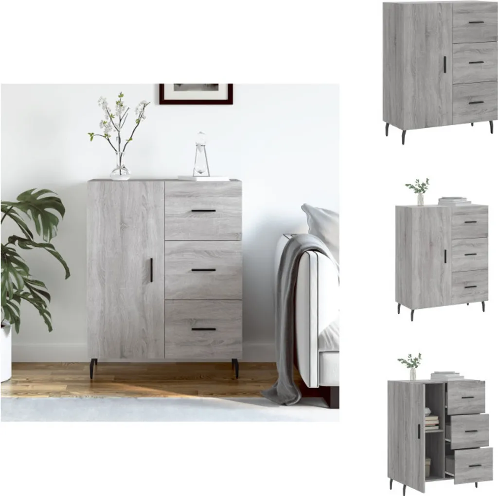 Credenza vidaXL Grigio Sonoma 69,5x34x90 cm - Mobile Salvaspazio Moderno