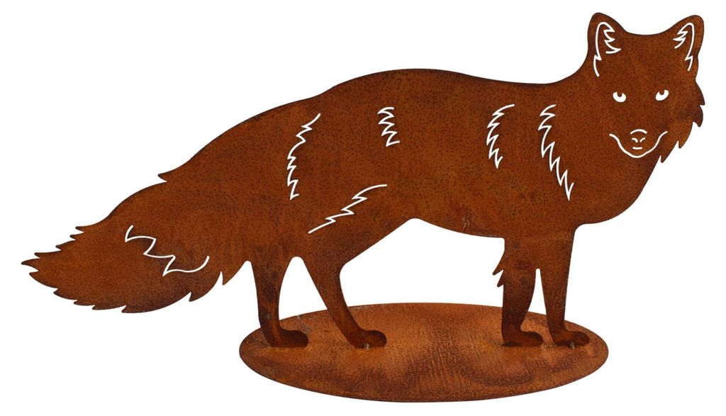 Rost Gartenfigur Fuchs 40 x 79 cm Edelrost Figur Gartendeko Metall Dekofigur