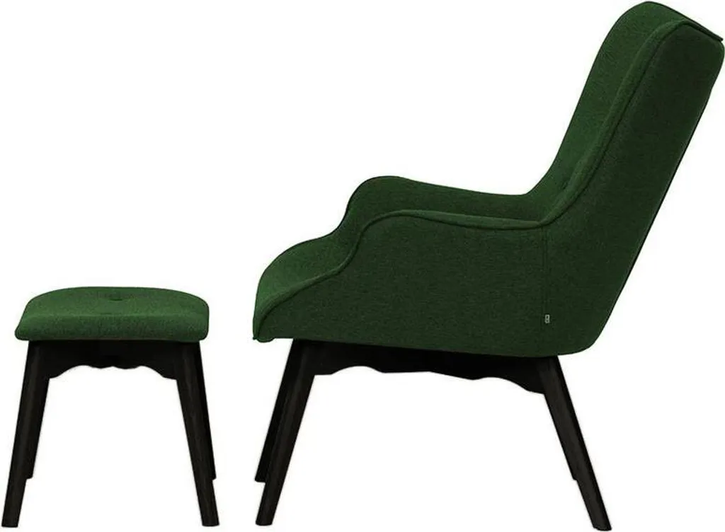 Fauteuil Ducan Malmo Noir : Fauteuil à oreilles avec repose-pied robuste