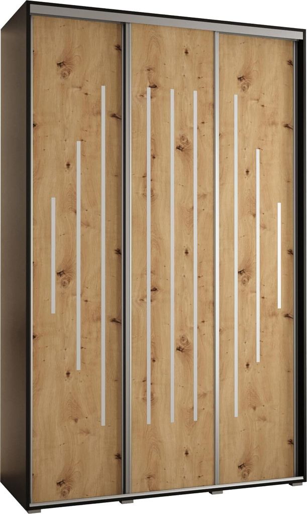 MEBLE KRYSPOL Davos 12 Schrank, drei Türen - 235,2x150x60 cm - Schwarz Artisan Silber