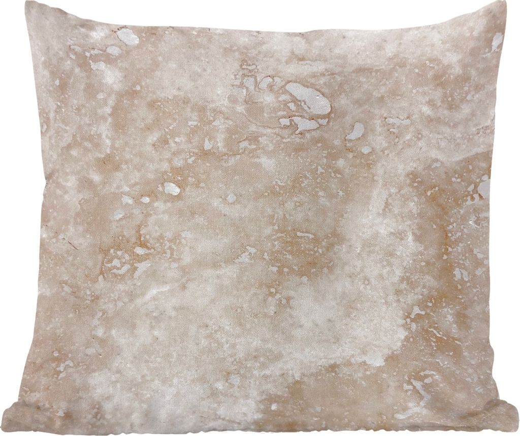 MuchoWow Zierkissen Sofakissen Wohnzimmer Dekokissen 45x45 cm Marmor mit Beige und Weiß - Schlafpolster - Polster für das Sofa