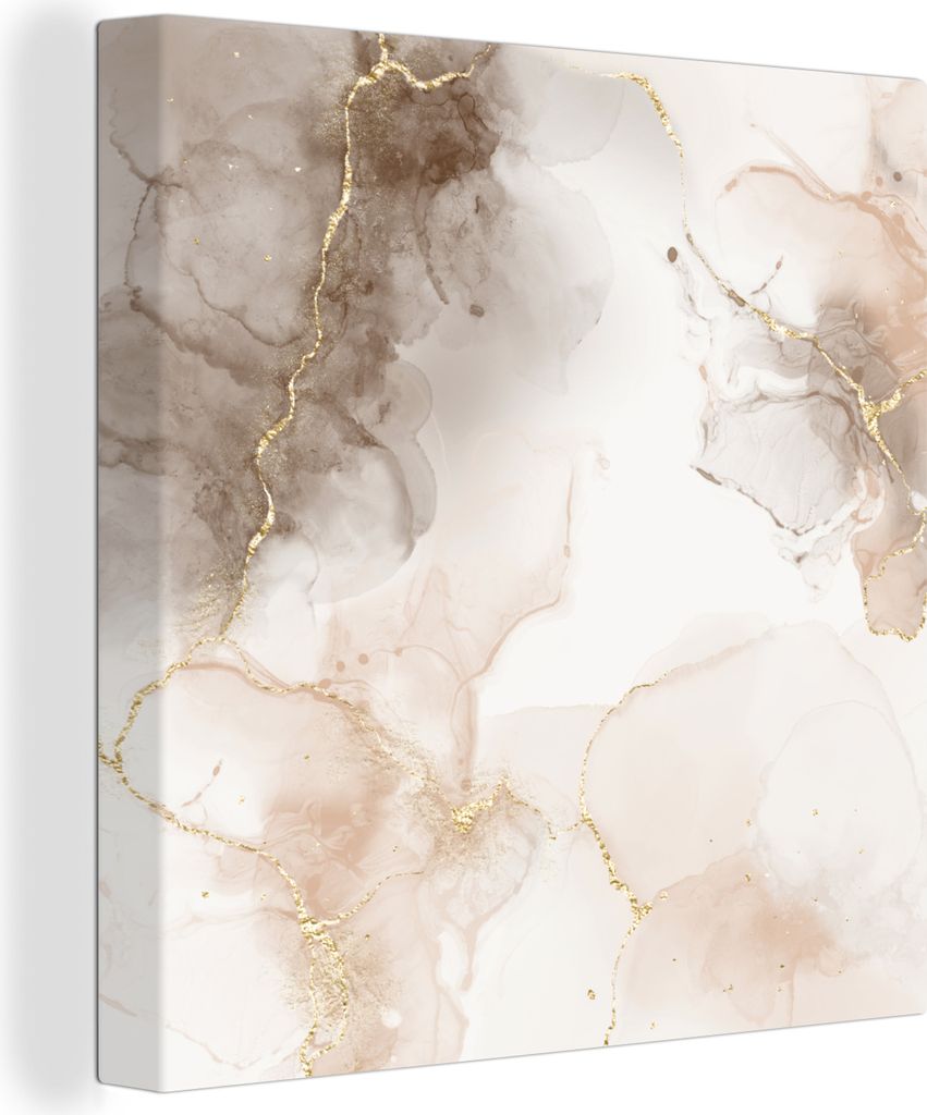 MuchoWow - Leinwandbilder - Marmor - Braun - Sepia, Wandbild, Wanddeko Bilder Wohnzimmer, 50x50 cm