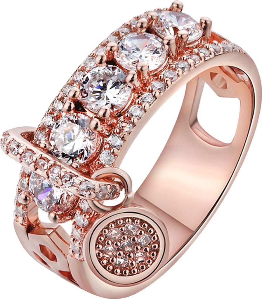 r hohler Zirkonia runder Charm-Dame-Fingerring für Hochzeit und Brautschmuck-Roségold,US 10