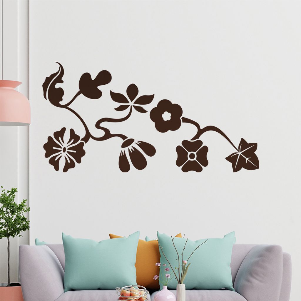 Eckeornament - große Blüten Wandtattoo in 6 Größen - Wandaufkleber Wall Sticker - Dekoration, Küche, Wohnzimmer, Schlafzimmer, Badezimmer