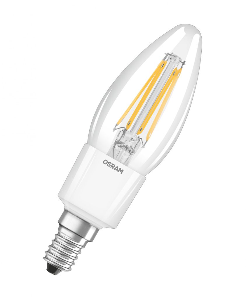 Osram LED Filament Leuchtmittel Kerze 4,5W = 40W E14 klar warmweiß 2700K DIMMBAR