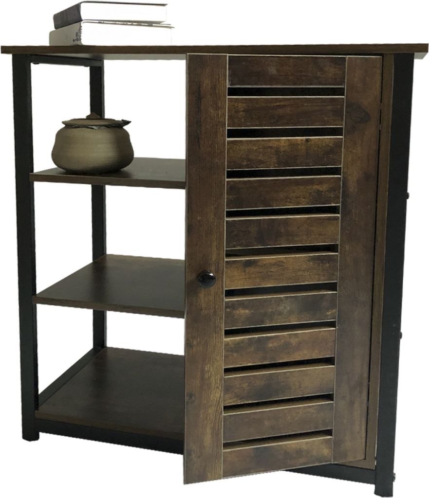 Wandschrank Sideboard Beistelltisch Tough - schwarzes Metall braunes Holz