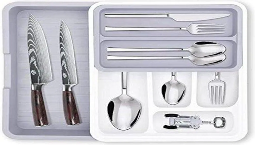 Bac de rangement tiroir modulable gris et blanc pour trier vos objets