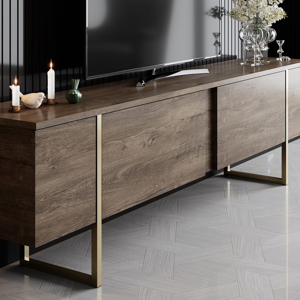 Skye Decor, Luxe - Walnut, Gold, Fernsehtisch, Nussbaum, Produktbild 3