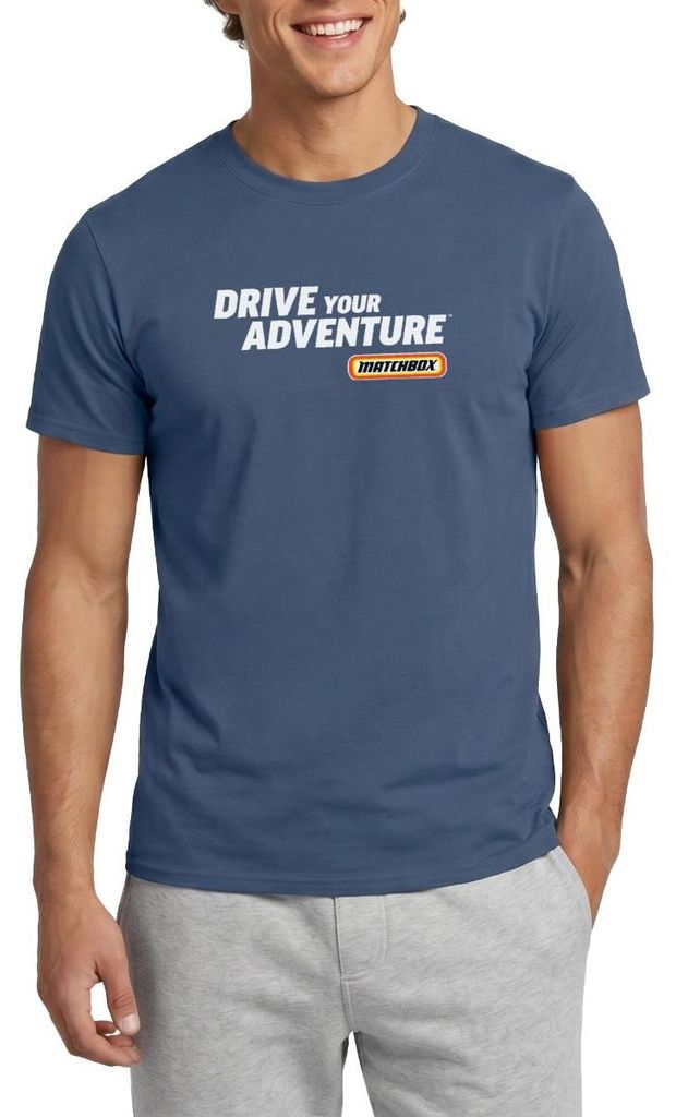 Spreadshirt Matchbox Logo Drive Your Adventure Männer T-Shirt, XXL, Dunkles Denimblau
