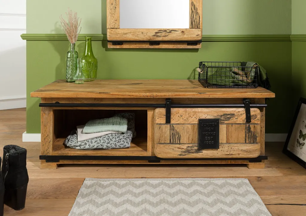 Table basse rectangulaire manguier laqué RAILWAY pour salon loft