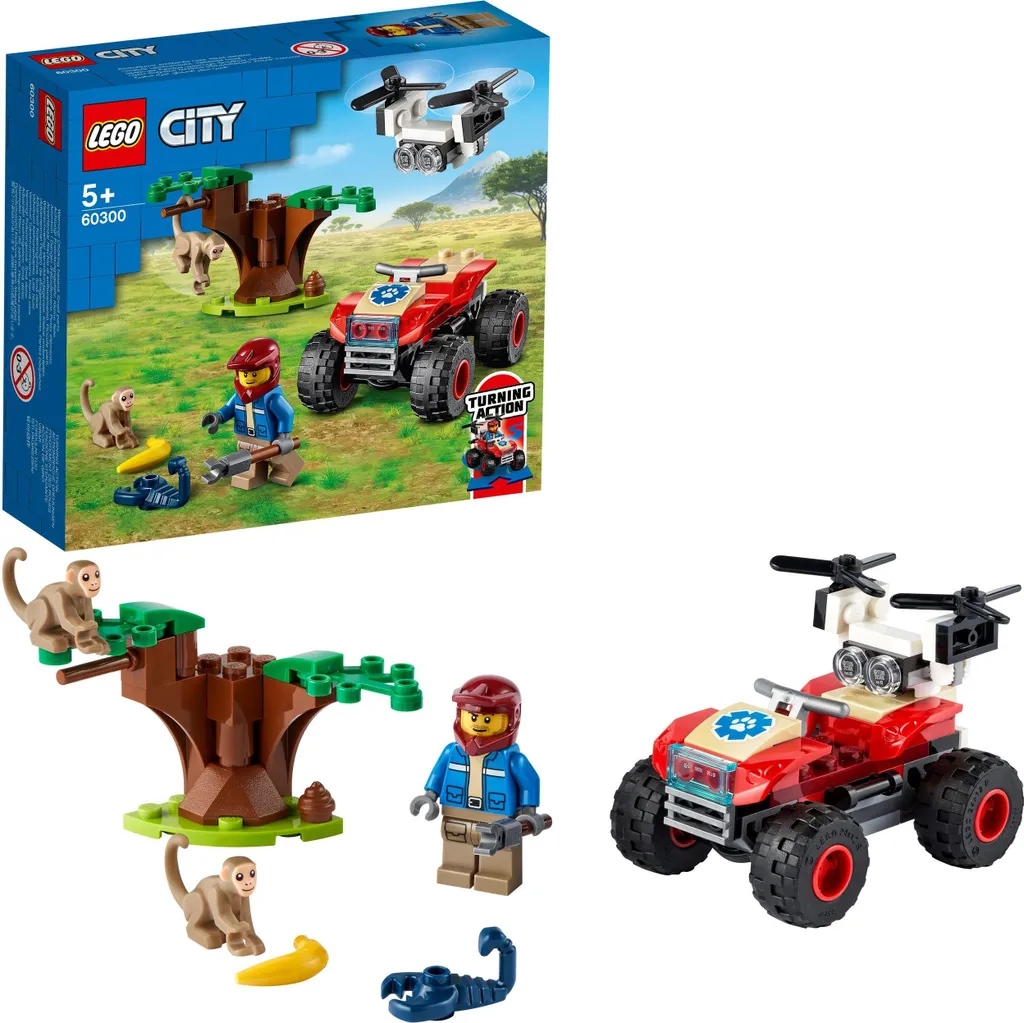 Quad de sauvetage LEGO City 60300 avec drone et animaux sauvages