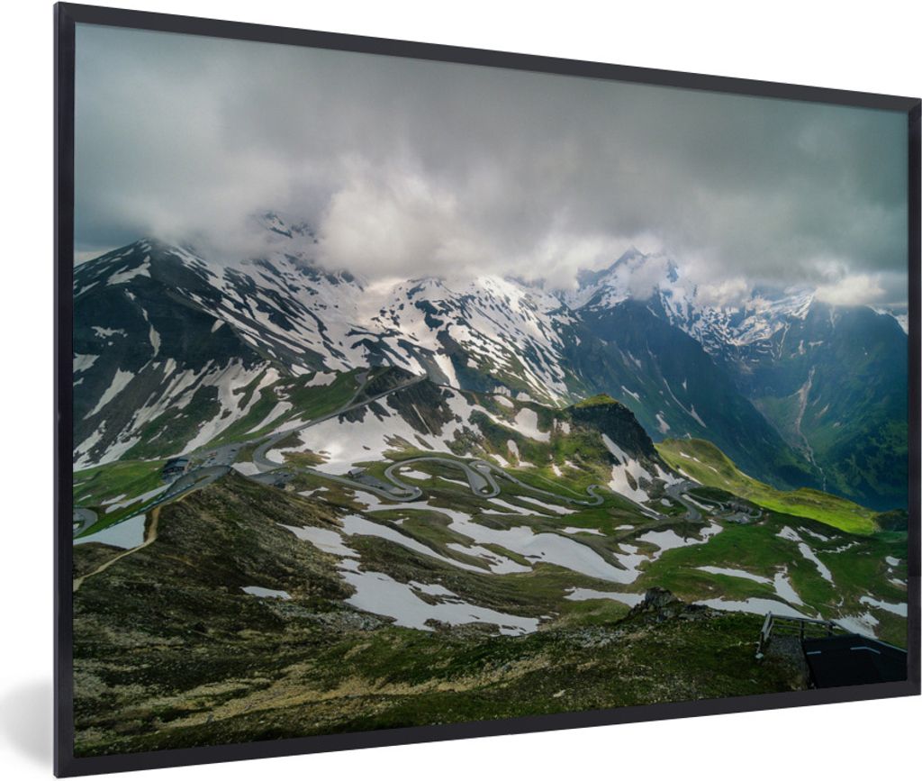 MuchoWow Gerahmtes Poster Panoramablick von der Großglockner Hochalpenstraße in Österreich 30x20 cm - Poster mit Schwarzem Bilderrahmen Wandpo...