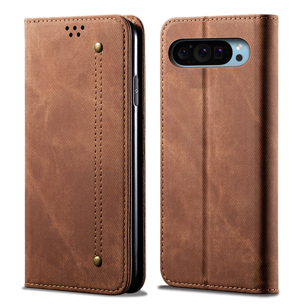 Hülle für Google Pixel 9 /Pixel 9 Pro Leder Brieftasche Flip Bookstyle Schutzhülle mit Standfunktion Braun