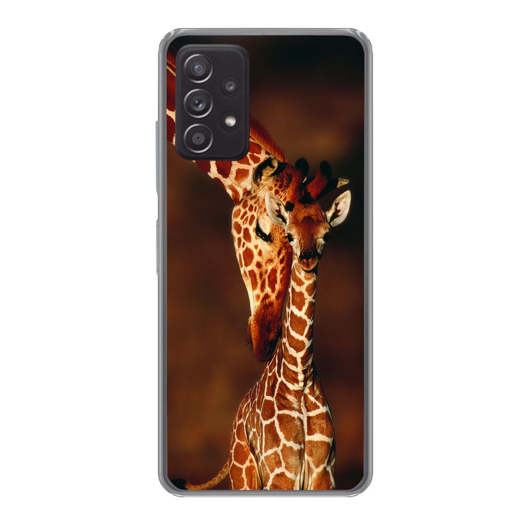 MuchoWow Handyhülle Schutzhülle Hülle für Samsung Galaxy A53 5G Giraffe - Kalb - Porträt Silikon Softcase Handy Hülle - Schutzabdeckung