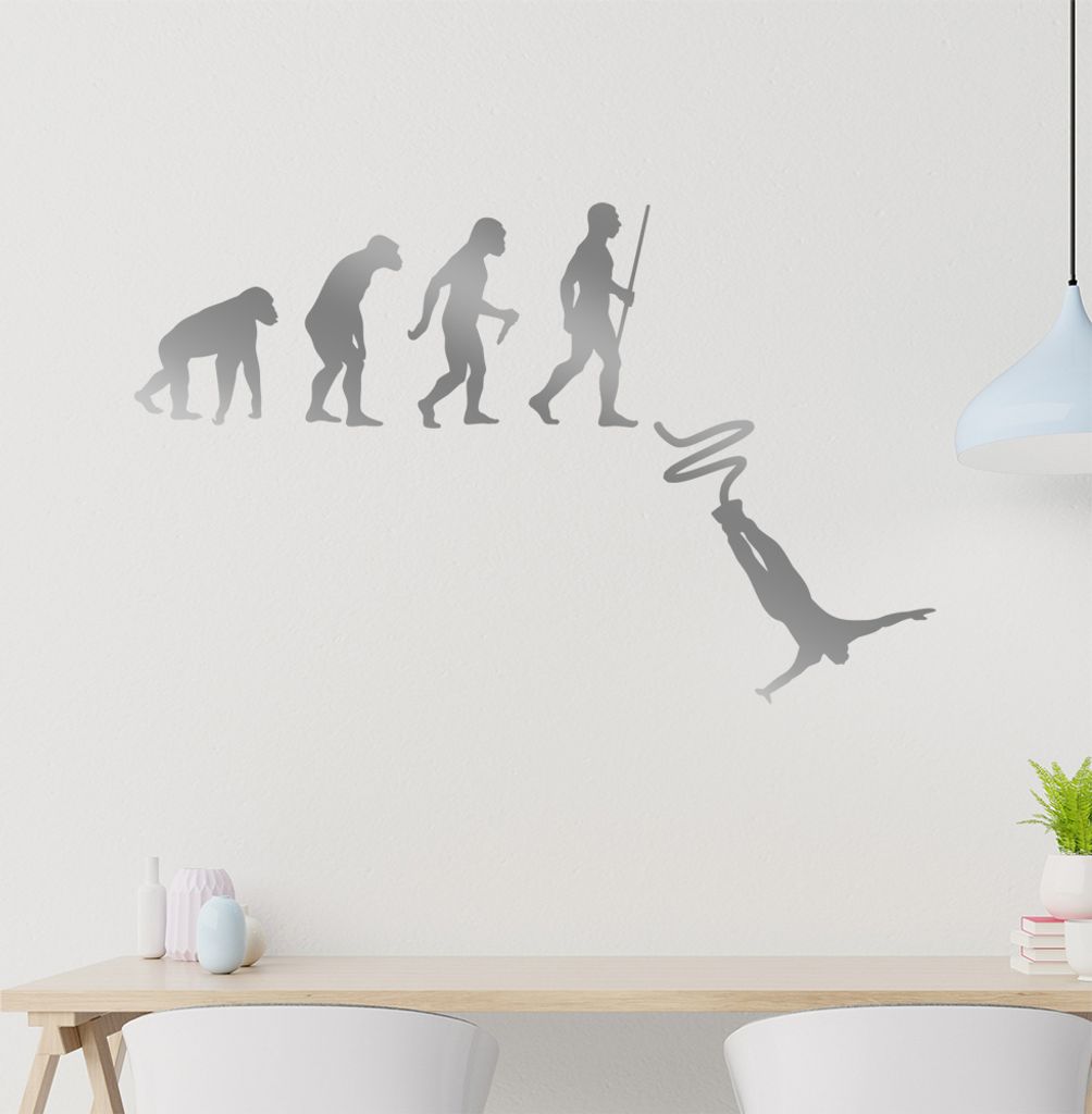 Bungeespringen Evolution Wandtattoo Wandaufkleber Wall Sticker - Dekoration, Küche, Wohnzimmer, Schlafzimmer, Badezimmer