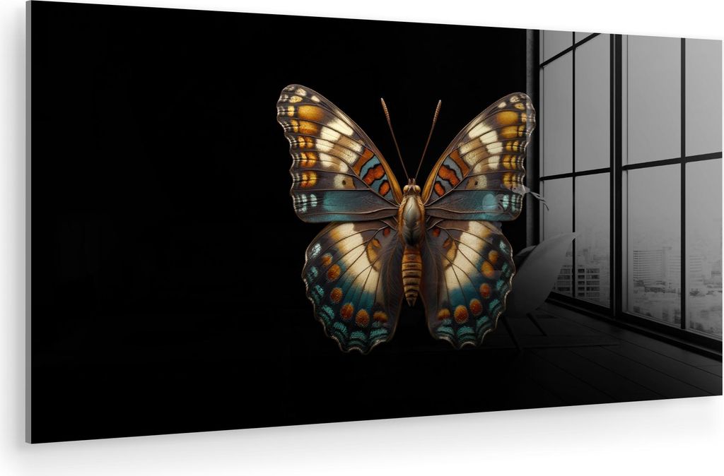 MuchoWow Glasbilder - Bilder auf Wandbild - Foto auf Glas Schmetterling - Bunt - Mosaik 40x20 cm Wanddekoration aus Glas - Acrylglasbild - Acrylbil...