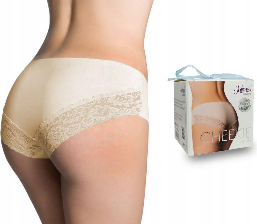 Julimex CHEEKIE Damen Slip Panty Spitze Nahtlose, Farbe: Beige, Große: M