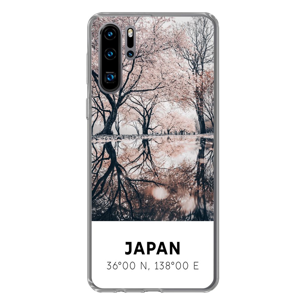 MuchoWow Handyhülle Schutzhülle Hülle für Huawei P30 Pro Japan - Sakura - Frühling - Rosa Silikon Softcase Handy Hülle - Schutzdeckel