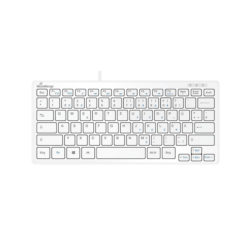MediaRange MROS113, Mini, Kábel, USB, QWERTZ, Biela Obrázok produktu 