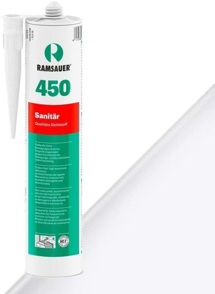 RAMSAUER 450 Sanitär Silikon 310 ml Kartusche Weiß Produktbild 