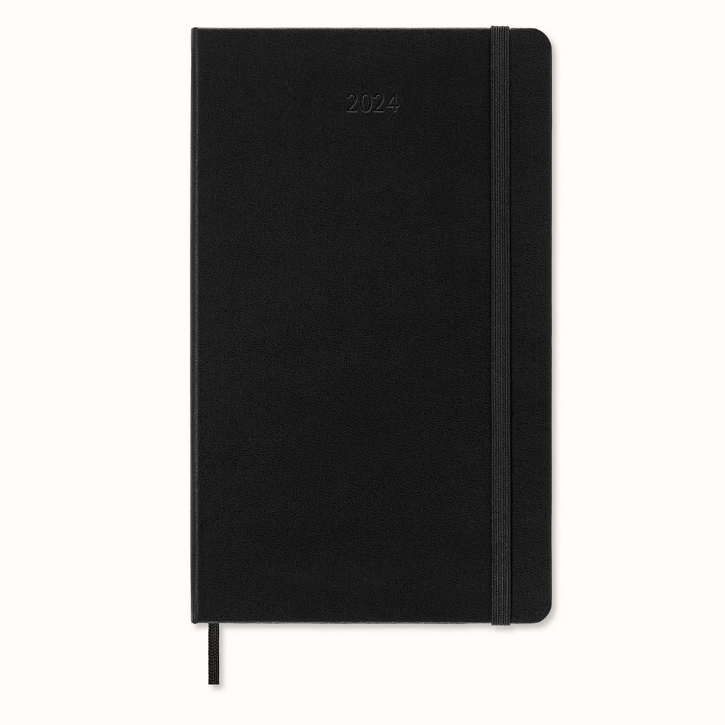 Moleskine 12 Monate Wochenkalender 2024, L/A5, 1 Wo = 2 Seiten, Horizontal, Hard Cover, Schwarz
