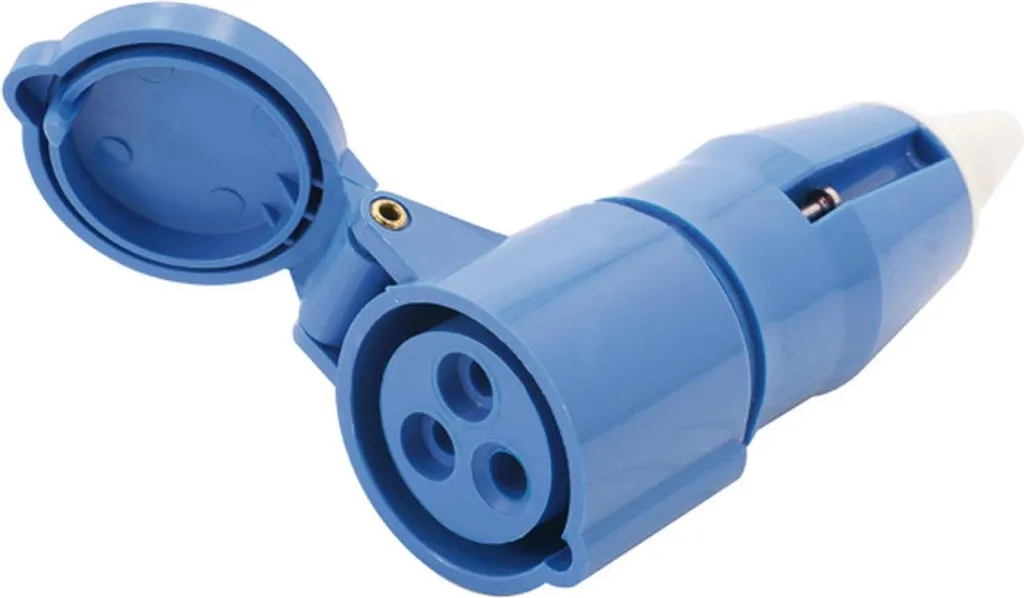 16 amp connettore di accoppiamento CEE presa a 3 poli (2P+PE), codifica 6h blu cielo RAL 5015 200/250V frequenza 50 e
