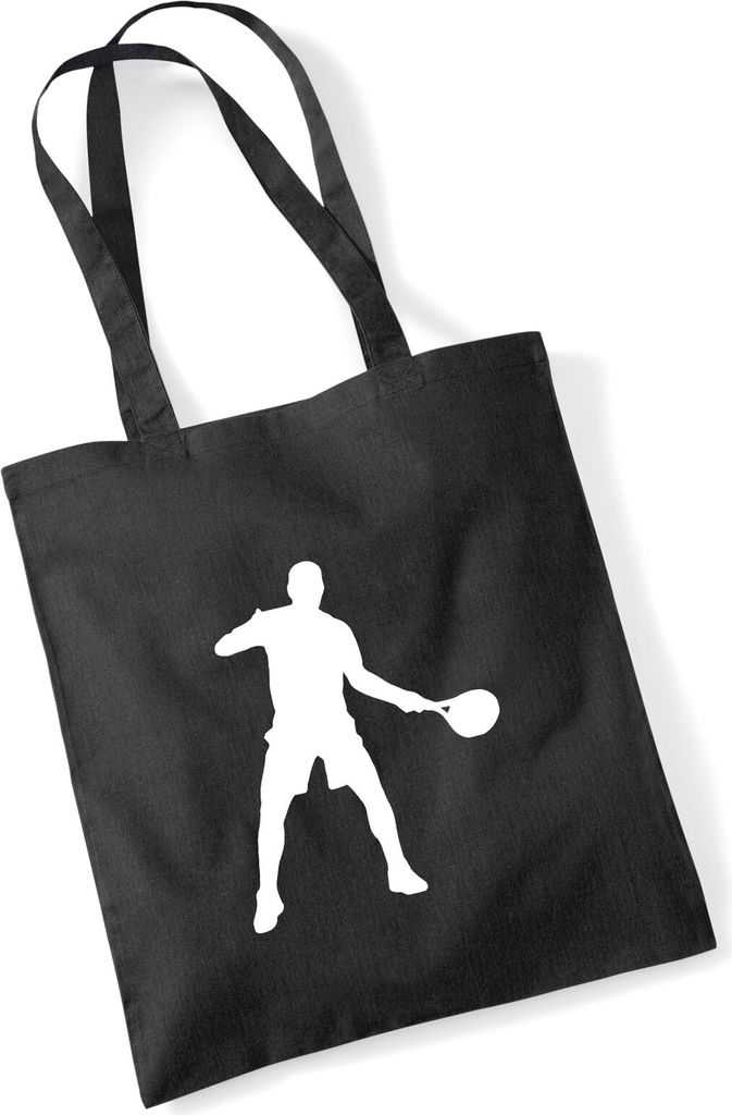 Huuraa Jutebeutel Tennis Silhouette 10 Liter Black Baumwolle Tasche Geschenkidee