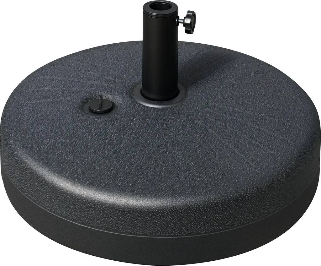 Socle de parasol à lester en HDPE noir stable pour mât 38-48 mm