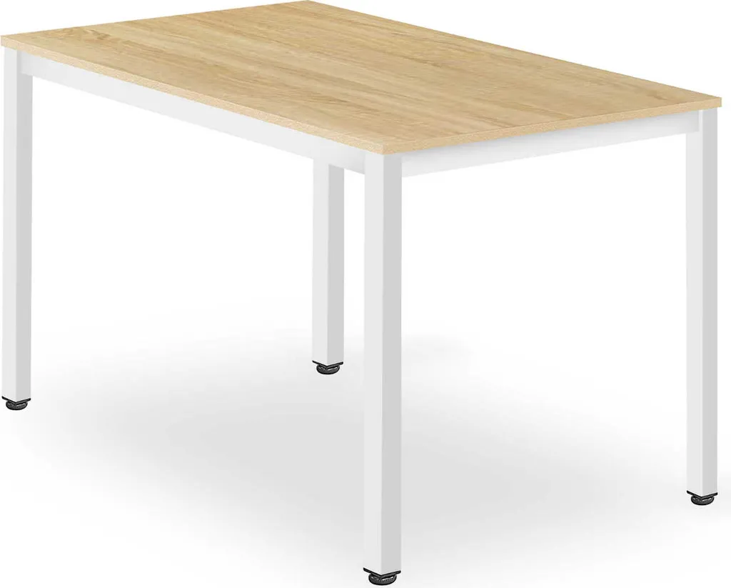 Table de Cuisine Moderne Rectangulaire Chêne Sonoma et Métal Blanc