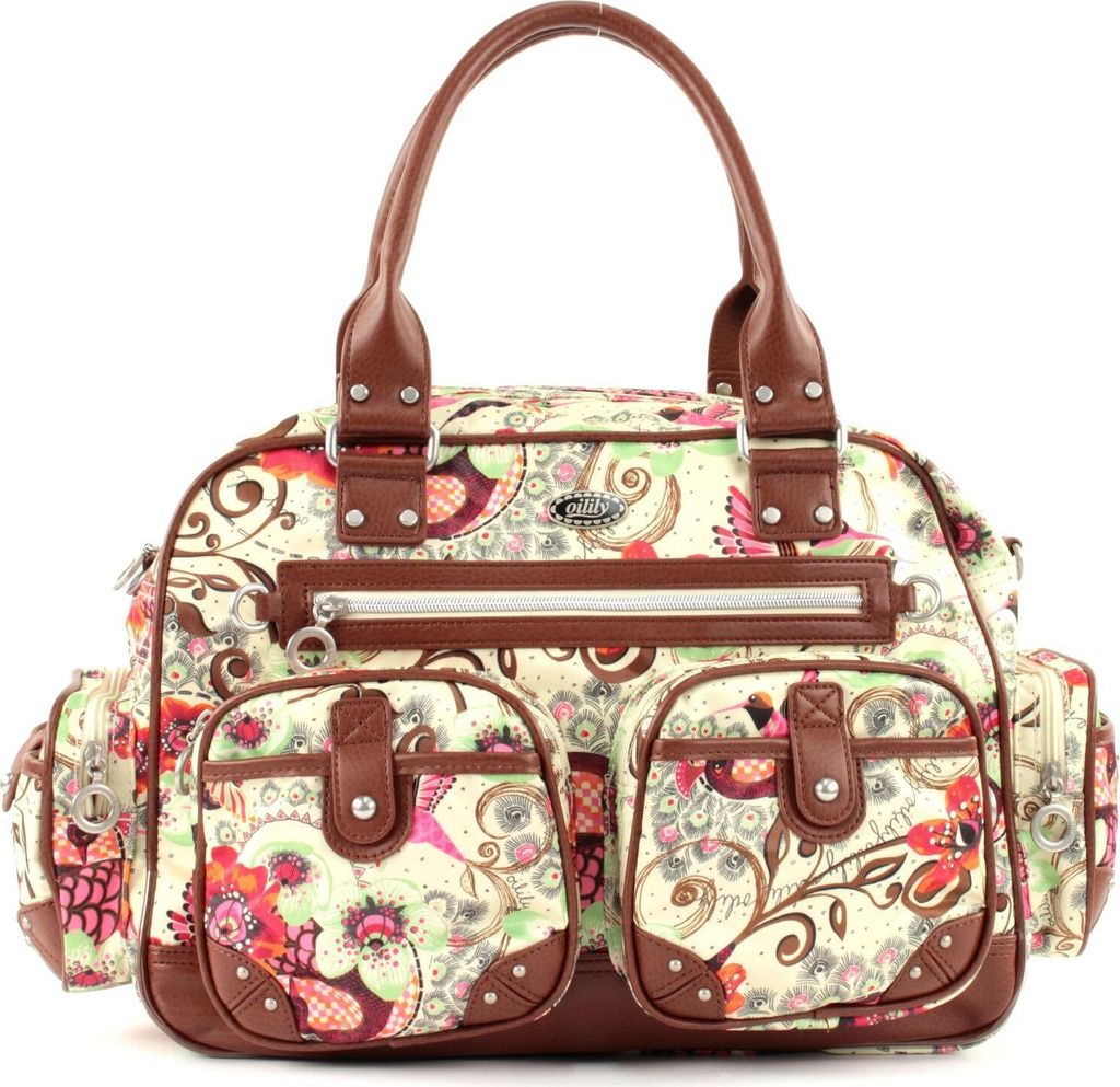 Oilily Umhängetasche Schultertasche Tropical Birds Carry All Cream-White weiß mehrfarbig
