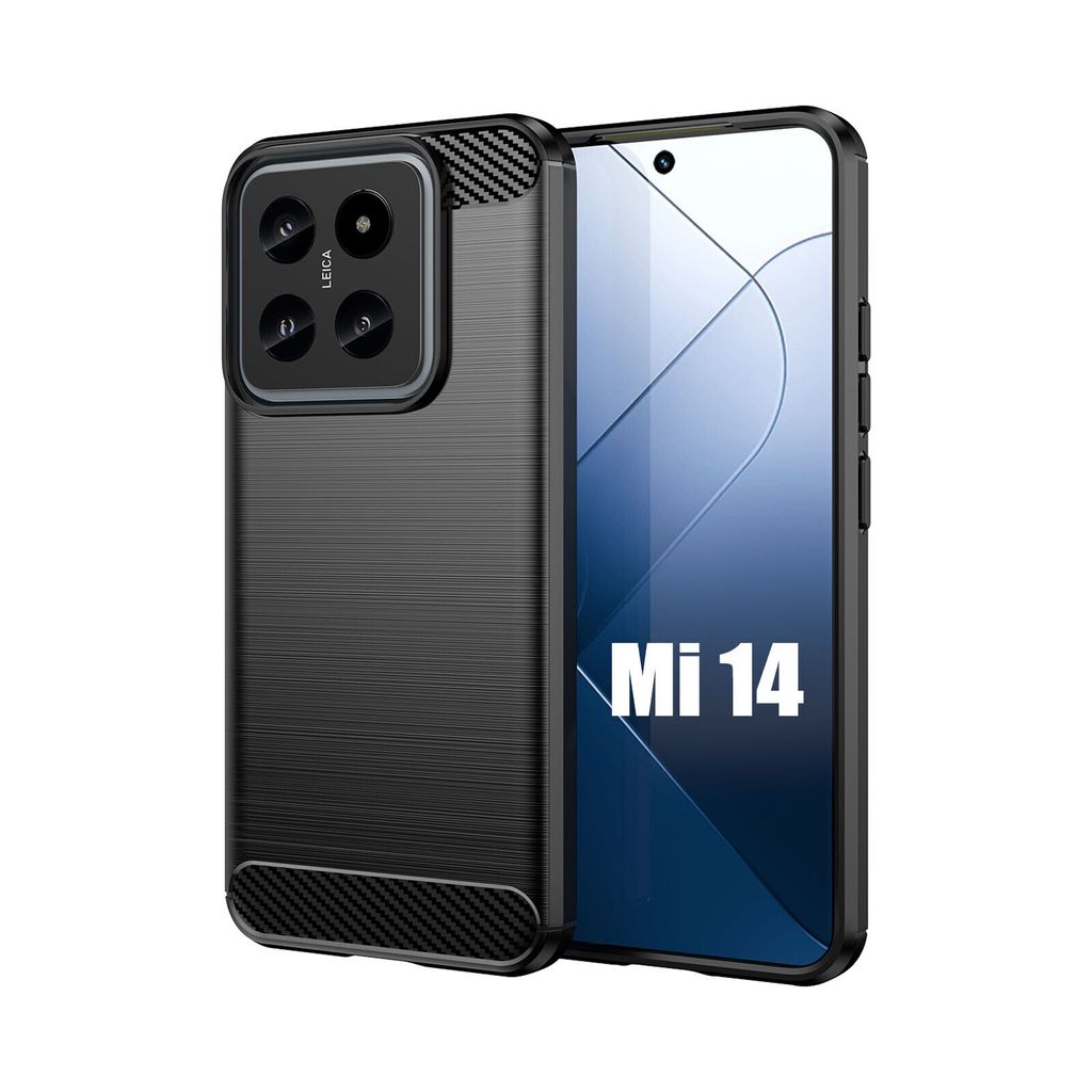 Hülle Xiaomi 14 Carbon Look Handyhülle Outdoor Stoßfeste Handy Tasche Bumper