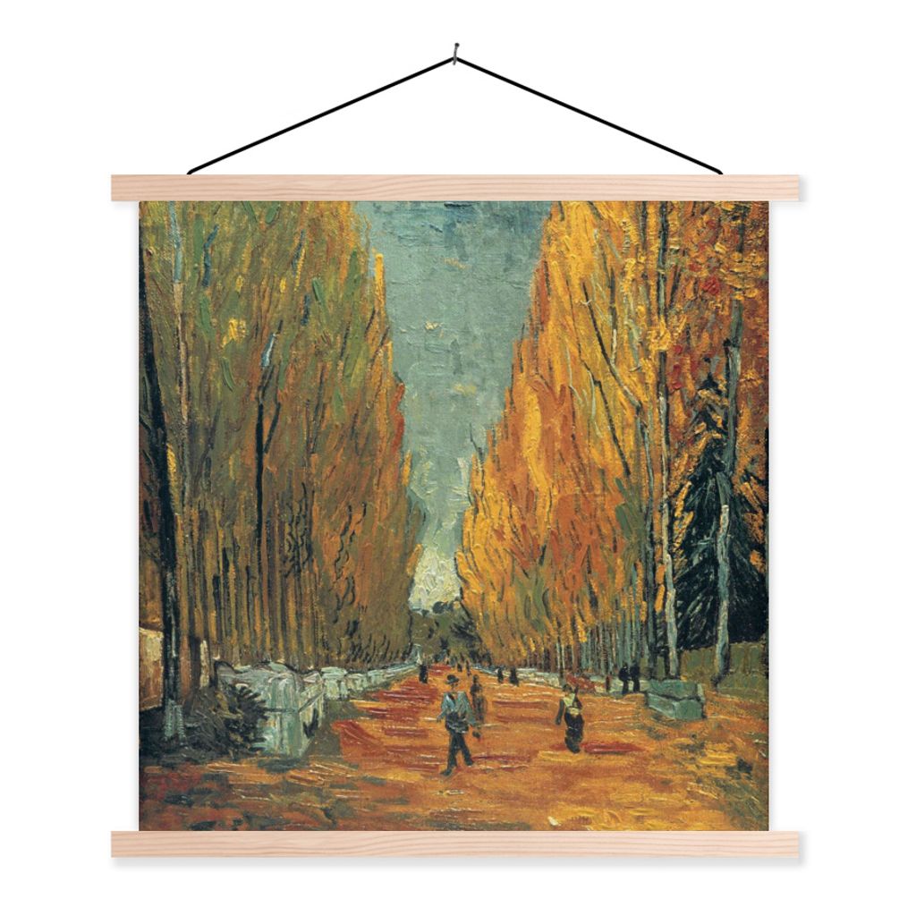 MuchoWow Textilposter Elysische Felder - Vincent van Gogh 60x60 cm mit holzfarbenen Rahmen - Wanddekoration